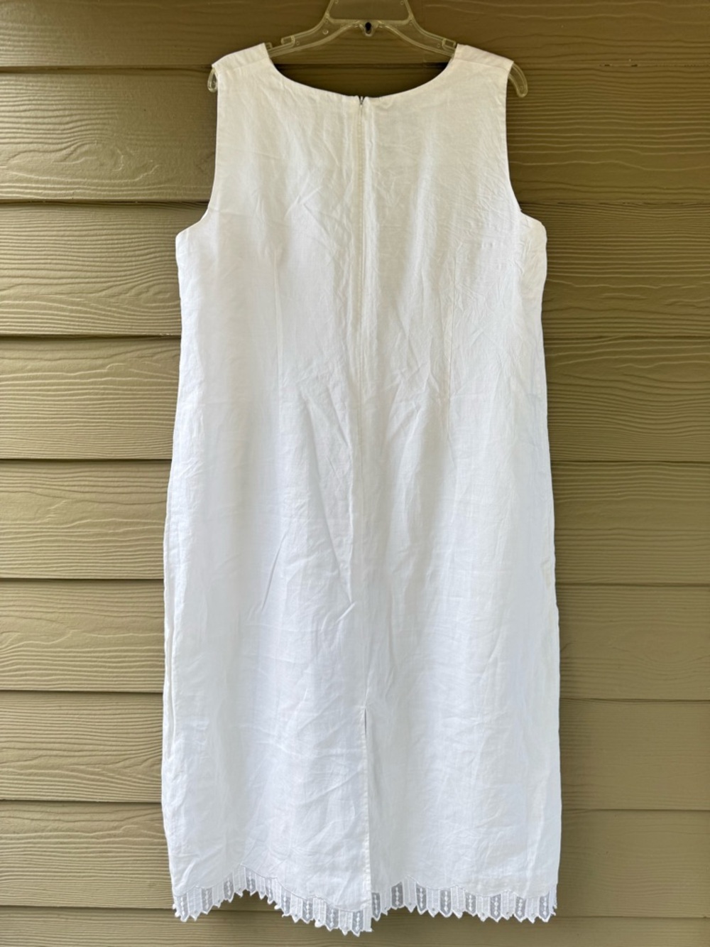 La Rea Linen Sleeveless White Midi Dress with Lace Trim - Picture 2 of 11